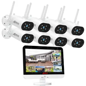 ANRAN 3mp CCTVカメラセット8ch 12.5 "LCD Monitor屋外防水Security監視CCTV SYSTEM SET Wireless wifi nvr