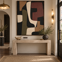 Peinture sur toile abstraite géométrique organique de style vintage aux tons terreux, noir, beige, bordeaux, art mural pour la décoration d'hôtel, de villa, de bureau