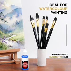 NOUVEAU Ensemble de pinceaux professionnels en nylon multi-pointes de qualité supérieure, manche en bois <span class=keywords><strong>noir</strong></span>, pour peinture acrylique et <span class=keywords><strong>aquarelle</strong></span>, 10 pièces - Product Image 6
