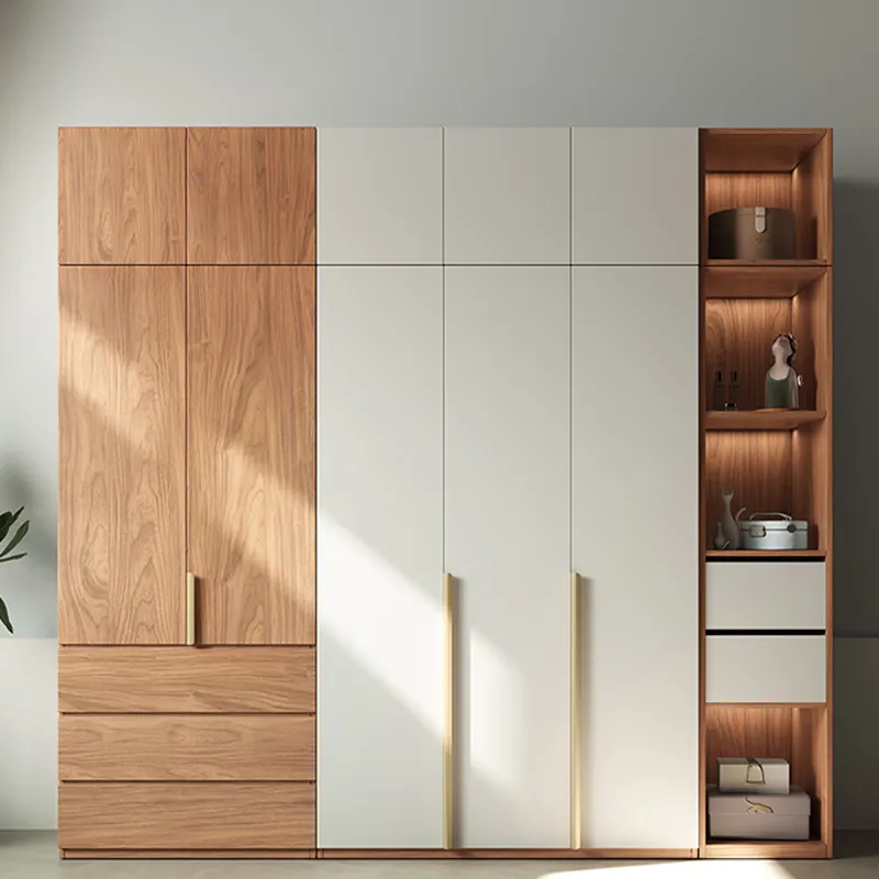 Brown Modern Mdf Melamine Open System im Schrank Designs Möbel Weiß Sets Woden Beispiel Schlafzimmer Modulare Garderobe