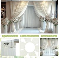 Rideau de fond en polyester ivoire sans plis pour mariage, fête, arrière-plan photo, décoration d'anniversaire, événementiel