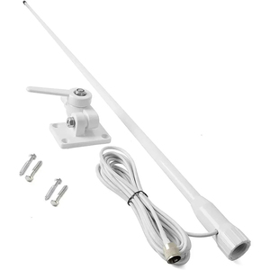 <span class=keywords><strong>Antenne</strong></span> marine VHF haut de gamme Sanda 156-163 MHz, en fibre de verre PL259 pour bateau, câble RG58 de 5 m et support marin pour une connectivité ultime - Product Image 1