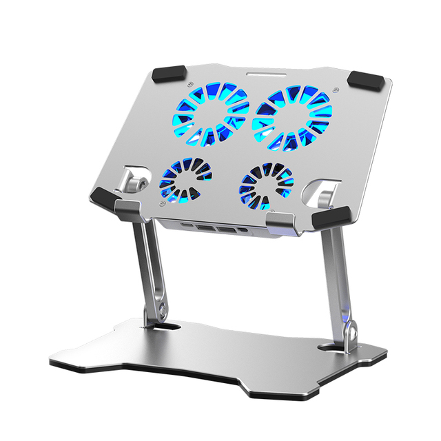 Great Roc OEM Aluminum Laptop Stand with 4 Cooling Fans Dual USB Ports Holder for 4-10" Tablets & Phones Portable Design