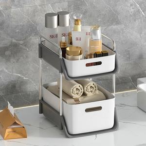 Chariot de rangement mobile à 2 niveaux de 26 et 32 <span class=keywords><strong>cm</strong></span>, support de cuisine <span class=keywords><strong>coulissant</strong></span> pour bureau, <span class=keywords><strong>panier</strong></span> <span class=keywords><strong>coulissant</strong></span> sous l'évier, organisateur, support mobile - Product Image 1