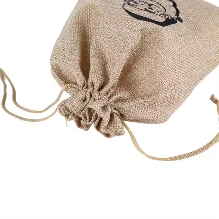 High quality reusable cotton burlap christmas gift drawstring bags for festival