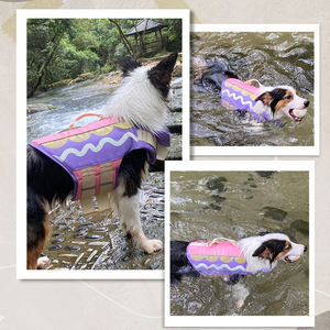 Pakaian renang anjing jaket pelampung untuk anjing stabil antiguling rompi keselamatan air antitersedak dengan berbagai warna untuk berenang hewan peliharaan - Product Image 3