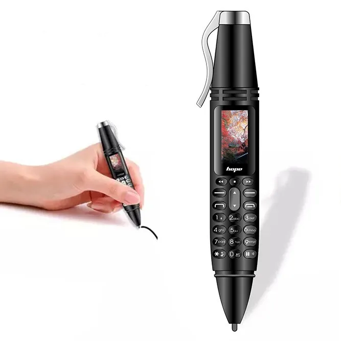 AK007 Mobiele Telefoon Multifunctionele Remote Ruisonderdrukking Back-Clip Opname Pen Met 0.96 Inch Telefoon