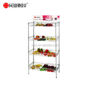 Chargement robuste étagère à panier en fil métallique chromé à 4 niveaux pour le stockage - Product Image 3