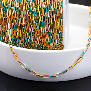 Chaîne de câble en émail coloré au mètre, en acier inoxydable plaqué or 18K PVD |   Chaîne de fabrication de bijoux DIY imperméable pour collier et bracelet - Product Image 3