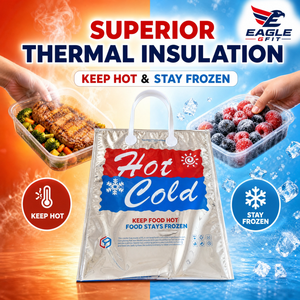 Reusable Thermal Food Bag Aluminum Foil Insulated Heat Cold Retention Carry Bag With Self-Adhesive Closure For Delivery - Product Image 1