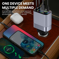 Chargeur de voiture intelligent : câble rétractable, affichage de la tension, kit mains libres Bluetooth, émetteur FM, double charge rapide PD