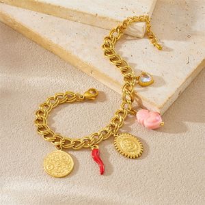 Fashion Charm Bracelet Gold Plated Zinc Alloy Heart Chili Pepper Pendant Unisex Jewelry B1823 - Product Image 3