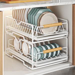 Estante de cocina moderno de un solo nivel con cesta extraíble para escurridor de platos y organizador de especias - Product Image 5
