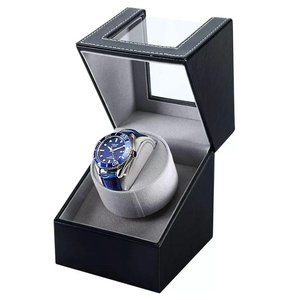 Automatic Rotation Single <b>Watch</b> Winder Box Leather Storage Display PU Wood Shell Black <b>Case</b> Box Gift - Product Image 2