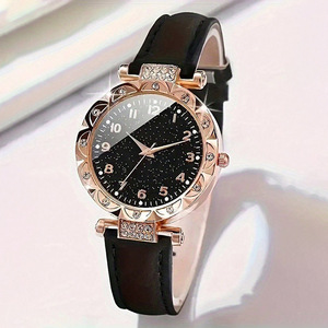 Orologio da Donna di Alta Qualità con Quadrante Nero Stellato e Set di Gioielli Quadrifoglio: Collana, Orecchini, Bracciale e Anello - Product Image 3