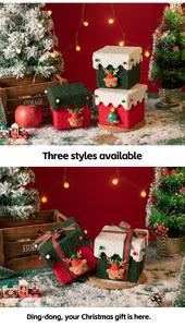 Kotak Hadiah Natal Buatan Tangan DIY, Kotak Apel Malam Natal, Kotak Kubus Persegi Tebal Berkualitas Tinggi dengan Pita - Product Image 4