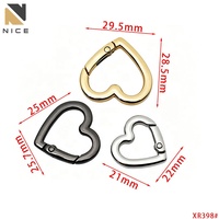Cincin Karabiner Bentuk Hati dari Paduan Seng untuk Gantungan Kunci Tas Dompet DIY Berbagai Ukuran Gesper Cinta
