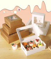 Boîte à cupcakes en papier de qualité alimentaire avec logo personnalisé - Noël avec doublure intérieure (2/4/6/12 trous) - Mini boîte à cupcakes