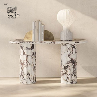 BLVE Moderne Design Européen Décor À La Maison Beige Colonne Romaine Panneau De Verre Présentoir Salon Table