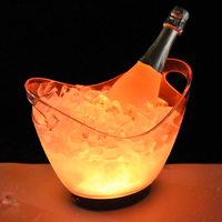 Seau à glace LED rechargeable en plastique avec logo personnalisé lumineux pour bars, clubs, restaurants, bières, vins et boissons