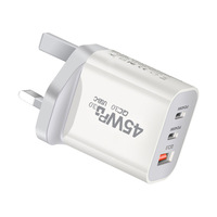 Multiple Plug 45W Type-c + Usb-A Travel Charger 3 Port PD 45W Fast Charging Adapter 2 C 1 a Multi Port Fast Charger Wall Charger