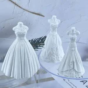 3D drei dimensionale Hochzeits kleid Silikon form Handgemachte DIY Aroma therapie Kerze Gips Kuchen Dekoration Seifen form