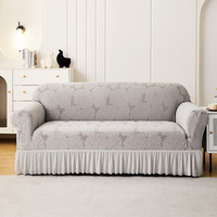 Housse de Canapé Moderne Élastique Trois Places avec Jupe, Anti-Poussière Complet, en Tissu Cationique Épaissi