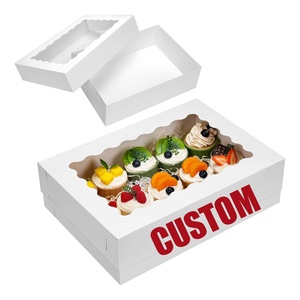 Cuisson personnalisée Donut Pain Tarte Pâtisserie <span class=keywords><strong>Carton</strong></span> Rectangle Blanc Impression Cupcake Boîte et <span class=keywords><strong>Emballage</strong></span> Blanc - Product Image 1