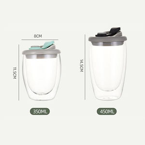 Vaso de Vidrio Transparente al por Mayor con Tapa de Gel de Sílice para Té, Café, Leche o Bebidas, Utensilios de Cocina - Product Image 5