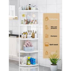 Étagère d'angle mobile à trois niveaux en plastique pour salle de bain, avec rangement pour usage domestique - Product Image 2