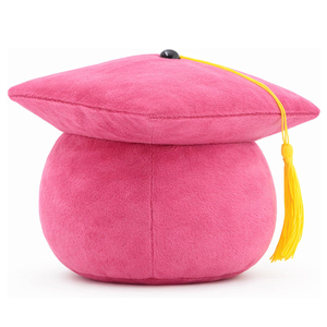 Figurine en peluche mignonne en forme de toque de graduation, décoration douce en forme de toque avec visage souriant et pompon doré, souvenir idéal pour les diplômés - Product Image 3
