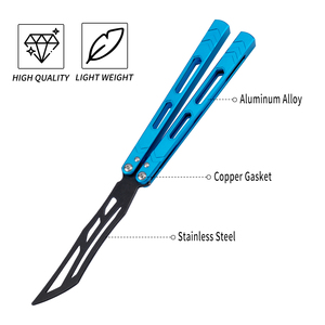 Cuchillo <span class=keywords><strong>Balisong</strong></span> con mango de aluminio TGZUO, cuchillo de bolsillo EDC de volteo suave, cuchillo de entrenamiento seguro tipo mariposa - Product Image 2
