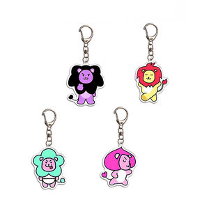 Wholesale Custom Q Version Animal Image UV Printed Acrylic Key Chain Bag Decoration Student Schoolbag Cute Cartoon Small Pendant - Product Image 1