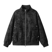 Blouson rétro en daim PU à capuche et col montant pour homme, coupe ample, grande taille, résistant à l'usure, tendance, printemps/automne, pour le marché international