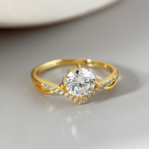 Trendy Engagement <b>Ring</b> <b>Set</b>-18K Gold Plated Zircon Gemstone <b>Rings</b> Stackable for Wedding & Gift - Product Image 6