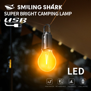 Lámpara de Camping LED Smiling Shark, Luz Cálida, Recargable por USB, Portátil, para Exteriores - Product Image 1