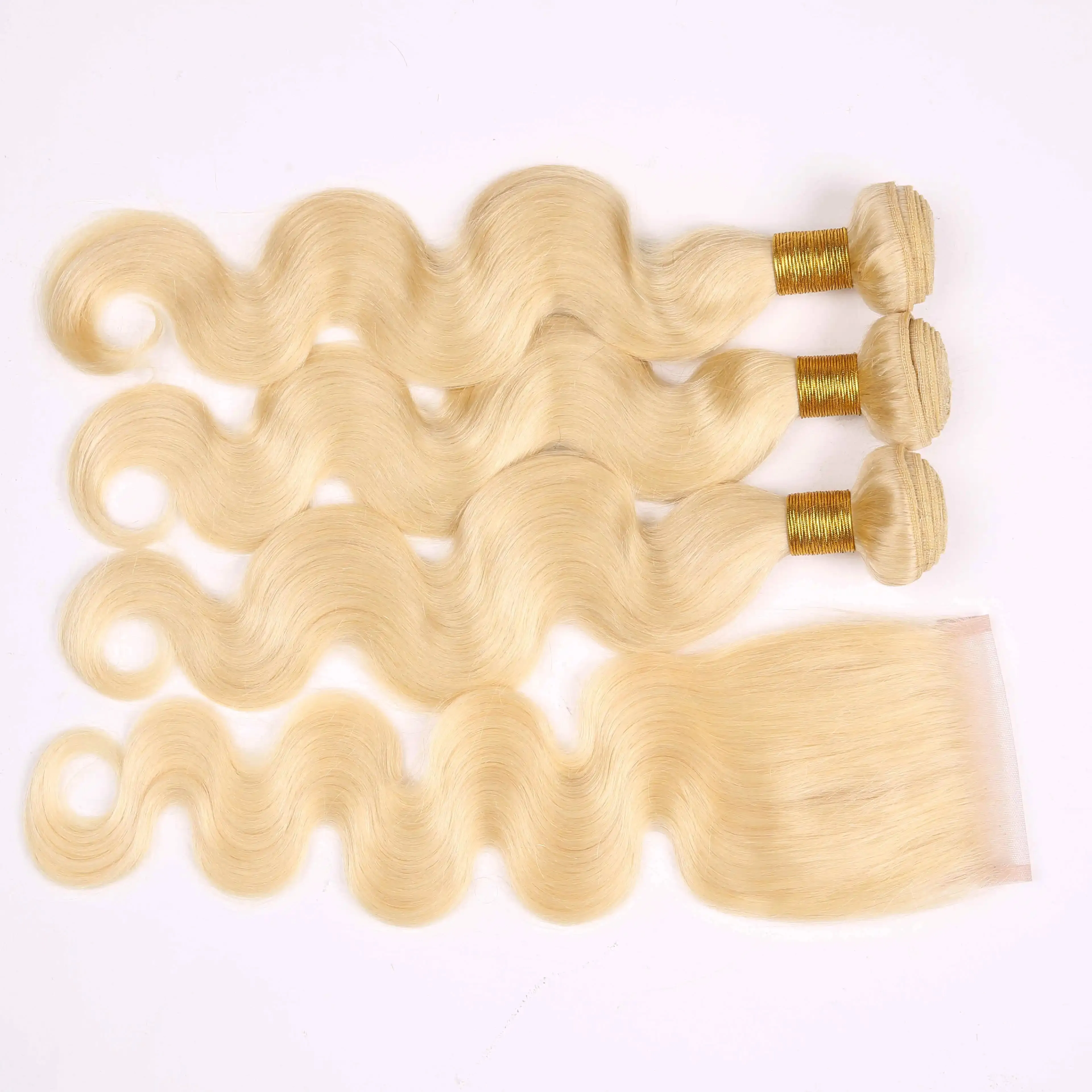 613 Blonde Bundles With Frontal Ear to ear Brazilian Straight Human Hair Lace Frontal Closure With Bundles