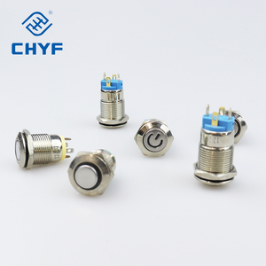 12 16 19 22mm 1NO 래칭 순간 니켈 도금 황동 푸시 버튼 스위치 링 높은 플랫 볼 헤드가있는 Led 푸시 버튼 - Product Image 5