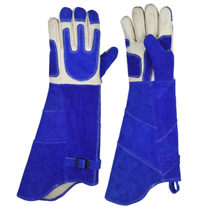 Guantes de Soldadura de Cuero Vacuno con Puño Extendido, Refuerzo en la Palma, Resistentes al Desgaste, Duraderos, de Seguridad Industrial - Product Image 1