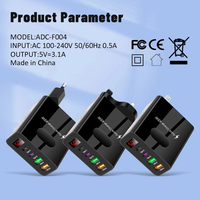 Nouveau chargeur mural numérique 45W avec affichage numérique, 5V 3.1A, 4 ports PD, 2PD QC3.0, charge rapide, adaptateur rapide pour iPhone Huawei