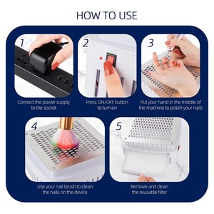 Aspirateur de poussière professionnel intégré pour ongles, collecteur de poussière de bureau pour manucure, ventilateur d'extraction avec filtre pour ongles en gel - Product Image 2