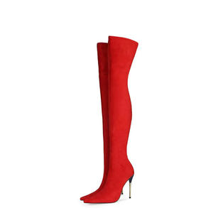 Botas de mujer nuevas de otoño-invierno 2026, sexys y a la moda, de nicho, cepilladas, sin cordones, por encima de la rodilla, elásticas, con punta, botas de moda. - Product Image 5