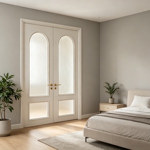 Puertas de Panel Arqueadas de MDF para Interiores de Alta Calidad al por Mayor, Construcción Estable Anti-Deformación, Aislamiento Acústico para Dormitorios de Villas - Product Image 5