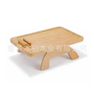 Bandeja de bambú para sofá, plegable y portátil, con reposabrazos, bandeja de almacenamiento simple para mesa de centro pequeña, artesanía en madera. - Product Image 2