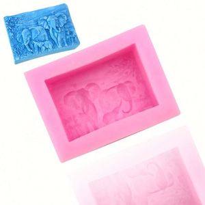 Moule en silicone réutilisable pour bougie, savon ou résine, idéal pour le bricolage et la pâtisserie à domicile. Famille d'éléphants OEM/ODM - Product Image 1