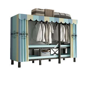Armoire simple et moderne en tissu Meubles <span class=keywords><strong>de</strong></span> maison Armoire <span class=keywords><strong>de</strong></span> rangement pliante avec <span class=keywords><strong>renfort</strong></span> <span class=keywords><strong>de</strong></span> tuyaux en acier pour chambre à coucher dortoir - Product Image 1
