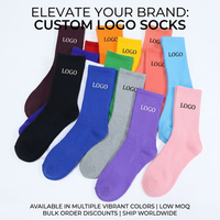 Chaussettes en coton côtelé avec logo personnalisé, vente en gros, chaussettes unies colorées, chaussettes de sport décontractées unisexes de haute qualité, OEM ODM