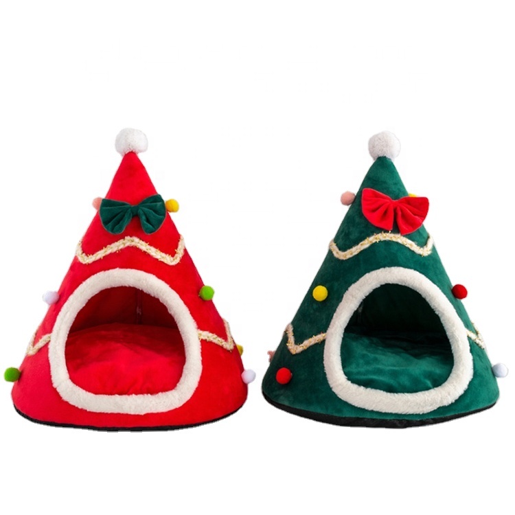 New Design Wholesale Christmas Pet Bed Luxury Novelty Custom Pet Bed Cave Cat Bed