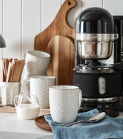 Vente chaude Cadeau de pendaison de crémaillère ou de mariage Tasse à café en céramique gaufrée Ensemble de tasses en céramique gaufrée, Tasses en céramique pour le latte