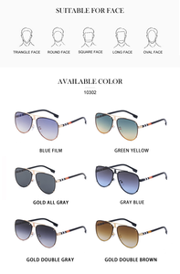 Gafas de sol retro elegantes con logotipo personalizado para hombres vigas dobles con marco de metal de moda y Lentes de vidrio polarizado en rojo y azul - Product Image 6